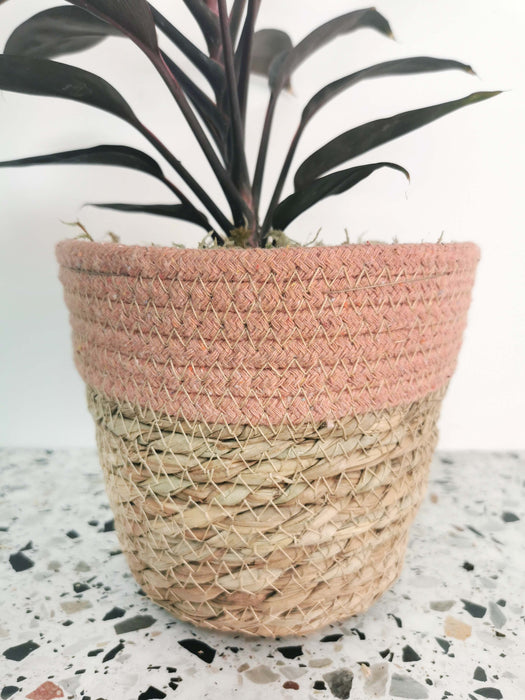 Cache-pot osier - rose pastel