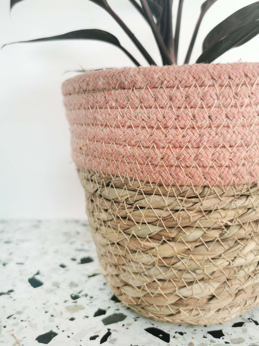 Cache-pot osier - rose pastel