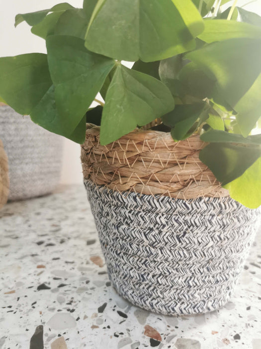 Cache-pot - tressage bleu